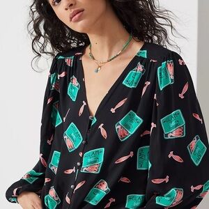 Anthropologie Kendra Dandy Glam in a can sardines quarter wide sleeve size 2p